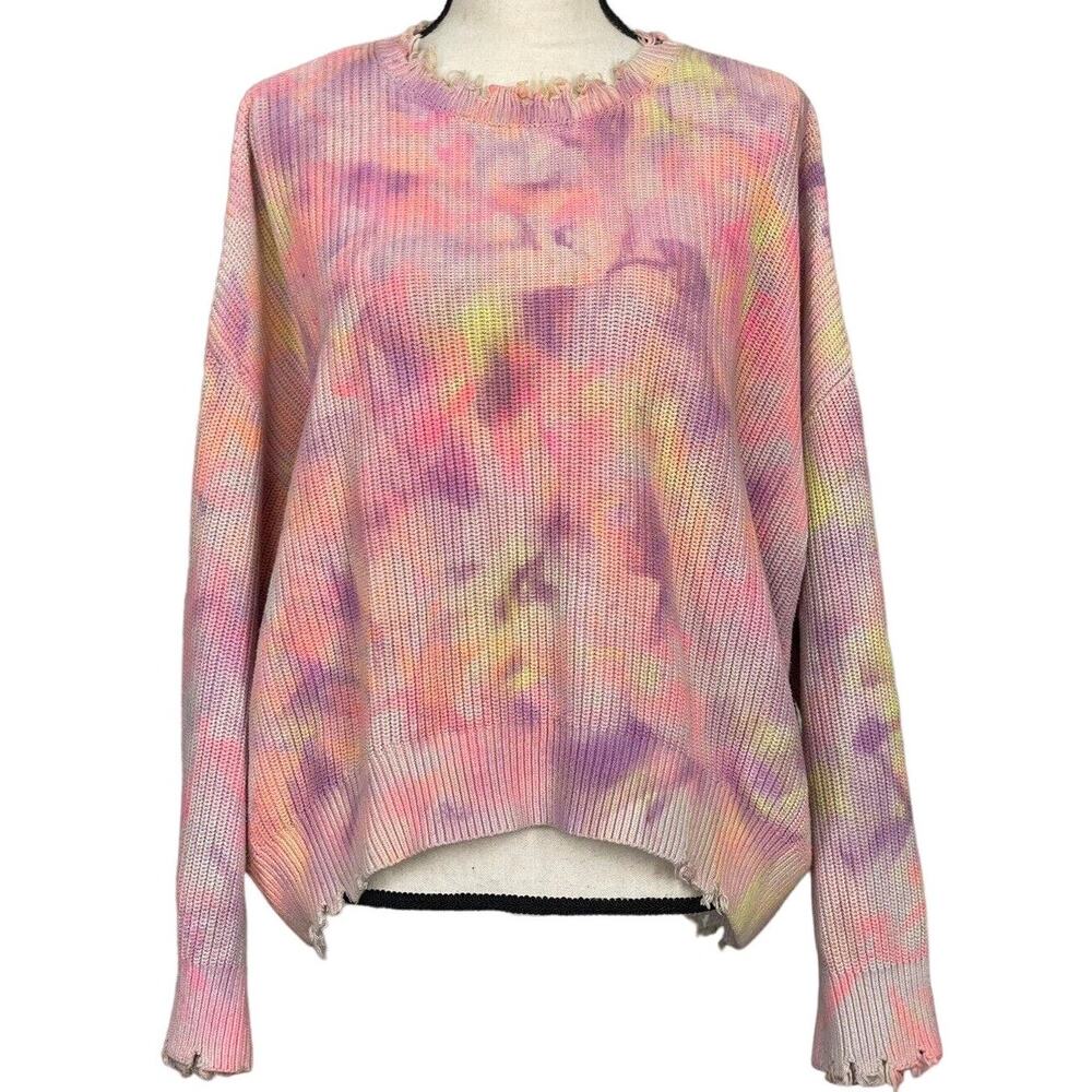 Pistola Womens Oversized Distressed Chunky Knit Sweater Size S Pastel Multicolor